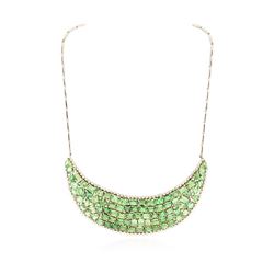 14KT Yellow Gold GIA Certified 82.00 ctw Tsavorite Garnet and Diamond Necklace