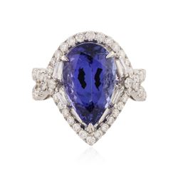 14KT White Gold 7.14 ctw Tanzanite and Diamond Ring