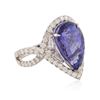 Image 2 : 14KT White Gold 7.14 ctw Tanzanite and Diamond Ring