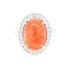 Image 1 : 14KT White Gold 6.78 ctw Coral and Diamond Ring