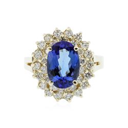 14KT Yellow Gold 2.49 ctw Tanzanite and Diamond Ring