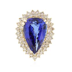 18KT Yellow Gold 17.41 ctw Tanzanite and Diamond Ring