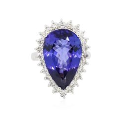 14KT White Gold GIA Certified 8.92 ctw Tanzanite and Diamond Ring