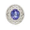 Image 1 : 14KT White Gold 4.02 ctw Tanzanite and Diamond Ring