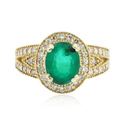 14KT Yellow Gold 2.05 ctw Emerald and Diamond Ring