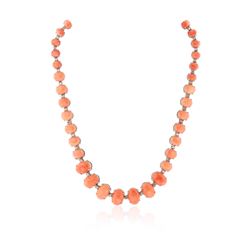 14KT White Gold 81.27 ctw Coral and Diamond Necklace