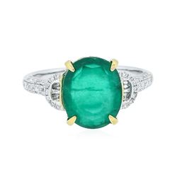 14KT Two-Tone Gold 2.55 ctw Emerald and Diamond Ring