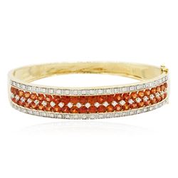 14KT Yellow Gold 7.00 ctw Orange Sapphire and Diamond Bangle Bracelet