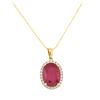 Image 2 : 14KT Yellow Gold 6.47 ctw Ruby and Diamond Pendant with Chain