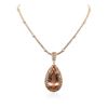 Image 1 : 14KT Rose Gold GIA Certified 42.02 ctw Morganite and Diamond Pendant With Chain