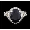 Image 1 : 14KT White Gold 5.62 ctw Sapphire and Diamond Ring