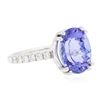 Image 2 : 18KT White Gold 4.48 ctw Tanzanite and Diamond Ring