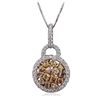 Image 2 : 14KT Two-Tone Gold 1.38 ctw Diamond Pendant With Chain