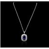 Image 1 : 14KT White Gold GIA Certified 16.65 ctw Tanzanite and Diamond Pendant With Chain