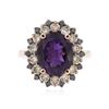 Image 1 : 14KT Rose Gold 3.68 ctw Amethyst & Diamond Ring