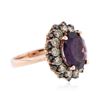 Image 2 : 14KT Rose Gold 3.68 ctw Amethyst & Diamond Ring