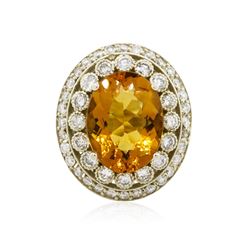 14KT White Gold 15.39 ctw Citrine and Diamond Ring