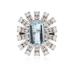 14KT White Gold 2.31 ctw Aquamarine and Diamond Ring