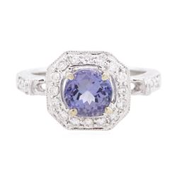 14KT White Gold 1.61 ctw Tanzanite and Diamond Ring