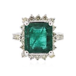 14KT White Gold 5.71 ctw GIA Certified Emerald and Diamond Ring