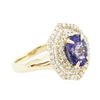 Image 2 : 14KT Yellow Gold 2.74 ctw Tanzanite and Diamond Ring