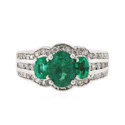 14KT White Gold 1.06 ctw Emerald and Diamond Ring