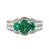 Image 1 : 14KT White Gold 1.06 ctw Emerald and Diamond Ring
