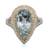 Image 1 : 14KT Two-Tone Gold 3.04 ctw Aquamarine and Diamond Ring