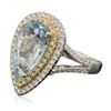 Image 2 : 14KT Two-Tone Gold 3.04 ctw Aquamarine and Diamond Ring