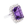 Image 2 : 14KT White Gold 11.15 ctw Amethyst and Diamond Ring