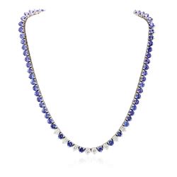 14KT White Gold 28.00 ctw Tanzanite and Diamond Necklace