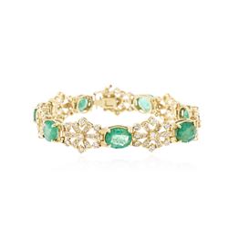 14KT Yellow Gold 17.50 ctw Emerald and Diamond Bracelet