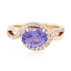 14KT Rose Gold 2.03 ctw Tanzanite and Diamond Ring