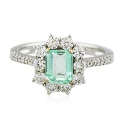 14KT White and Yellow Gold 0.92 ctw Emerald and Diamond Ring