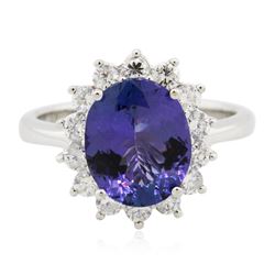 14KT White Gold 3.73 ctw Tanzanite and Diamond Ring