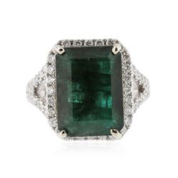 14KT White Gold 8.01 ctw Emerald & Diamond Ring