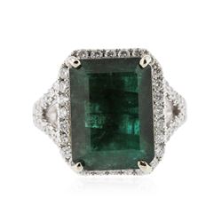 14KT White Gold 8.01 ctw Emerald & Diamond Ring