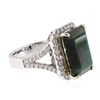 Image 2 : 14KT White Gold 8.01 ctw Emerald & Diamond Ring