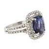 Image 2 : 14KT White Gold 4.77 ctw Tanzanite and Diamond Ring