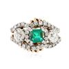 Image 1 : 18KT White and Yellow Gold 0.99 ctw Emerald and Diamond Ring