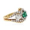 Image 2 : 18KT White and Yellow Gold 0.99 ctw Emerald and Diamond Ring