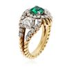 Image 3 : 18KT White and Yellow Gold 0.99 ctw Emerald and Diamond Ring