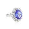 Image 2 : 14KT White Gold 4.78 ctw Tanzanite and Diamond Ring