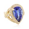 Image 2 : 14KT Yellow Gold 7.74 ctw GIA Cert Tanzanite and Diamond Ring