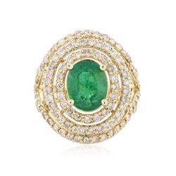 14KT Yellow Gold 2.58 ctw Emerald and Diamond Ring