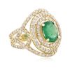 Image 2 : 14KT Yellow Gold 2.58 ctw Emerald and Diamond Ring