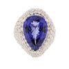 Image 1 : 14KT White Gold 14.82 ctw GIA Certified Tanzanite and Diamond Ring