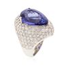 Image 3 : 14KT White Gold 14.82 ctw GIA Certified Tanzanite and Diamond Ring
