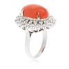 Image 3 : 14KT White Gold 8.76 ctw Red Coral and Diamond Ring