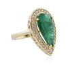 Image 2 : 14KT Yellow Gold 7.80 ctw Emerald and Diamond Ring